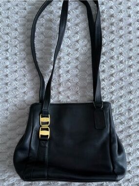 Jacqueline Ferrar Black Shoulder Bag with Gold Hardware
